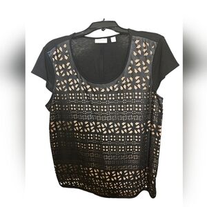 New York & C° Faux Leather Front Panel Top. Color Black. Size XL.